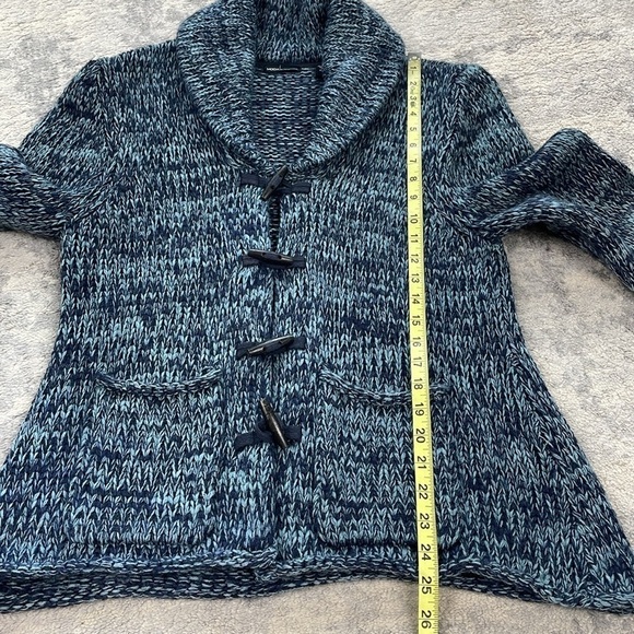 Moda International Wool Blend Chunky Knit Toggle Sweater Coat Blue Sz L - Picture 6 of 10